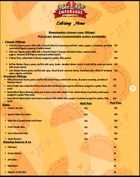 Catering menu